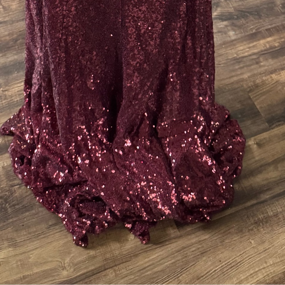 Burgundy Sequin Cutout Gown